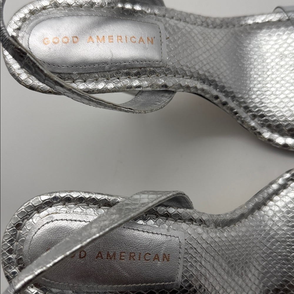 Good American Metallic Silver Slingback Heels - Picture 3 of 7